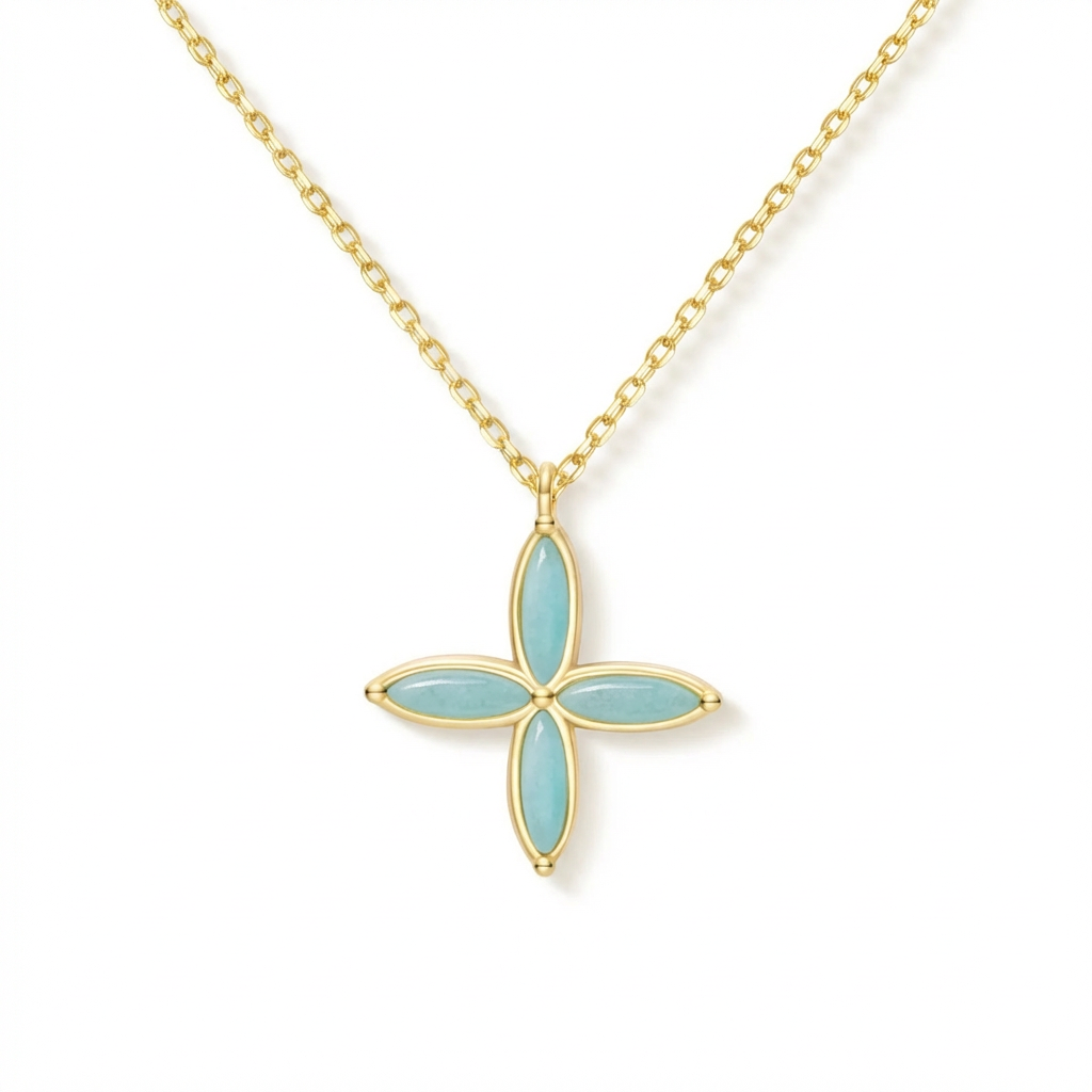 Clover Amazonite Pendant Necklace