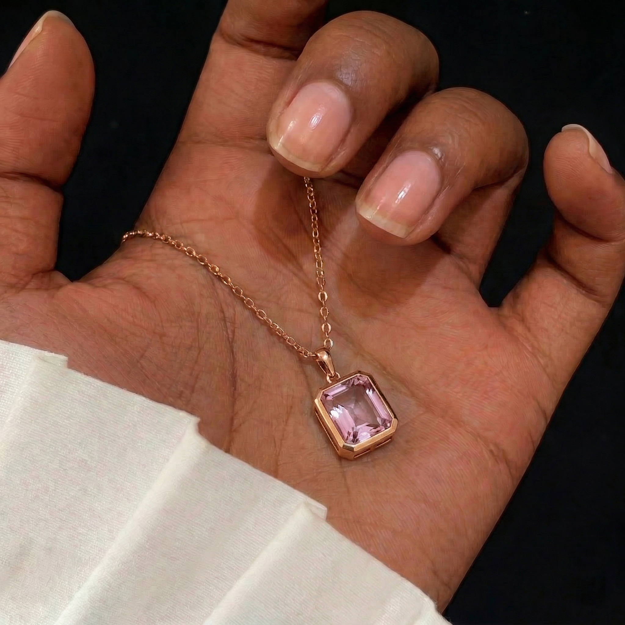Amethyst Necklace in Rose Gold-Plated Silver