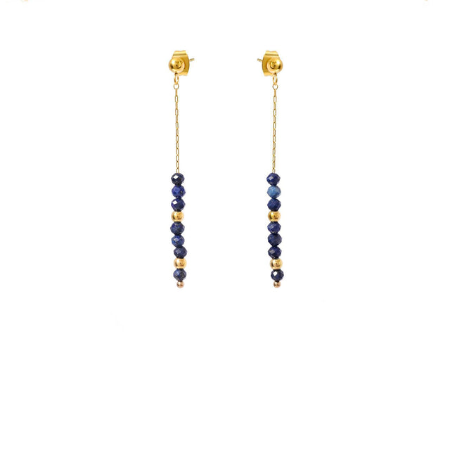 Gemstone Beaded Earrings in 18K Gold-Plated Metal