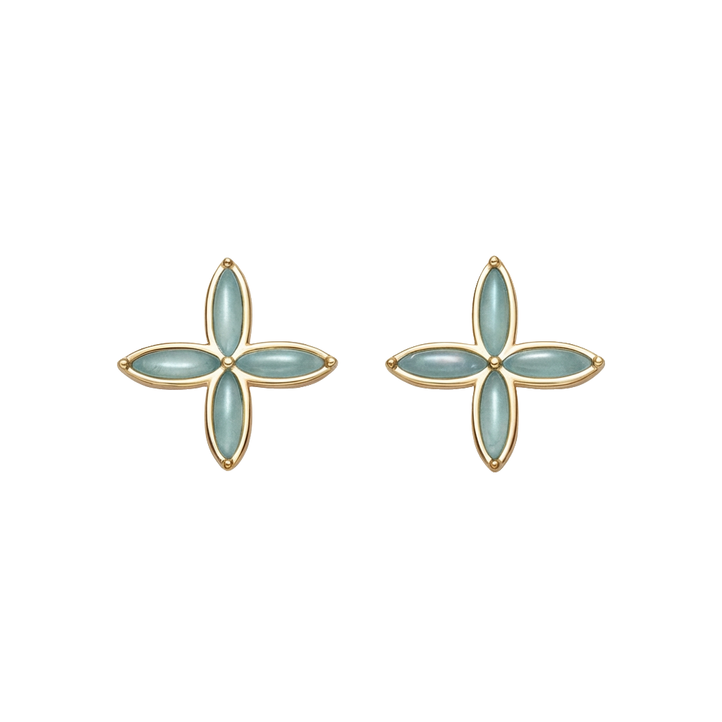 Clover Amazonite Stud Earrings in 18K Gold Vermeil