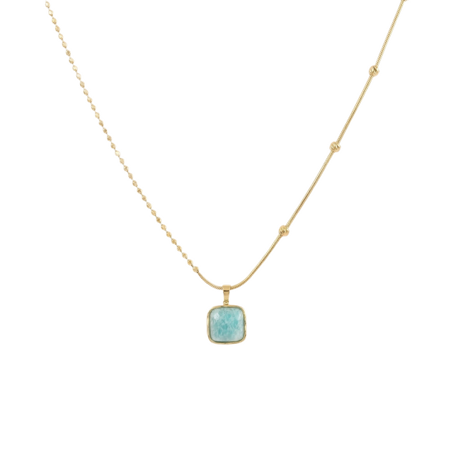 Amazonite Necklace in 18K Gold Plated Copper