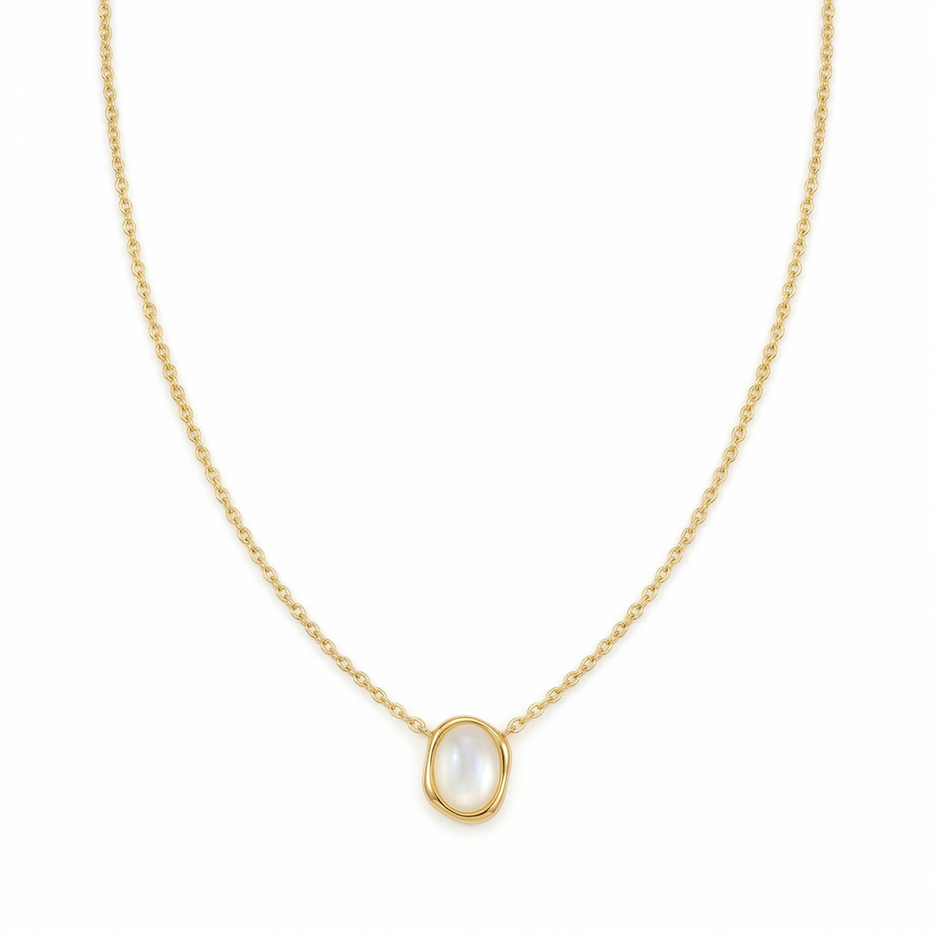 Hetian Jade Necklace in 18K Gold Plated Silver