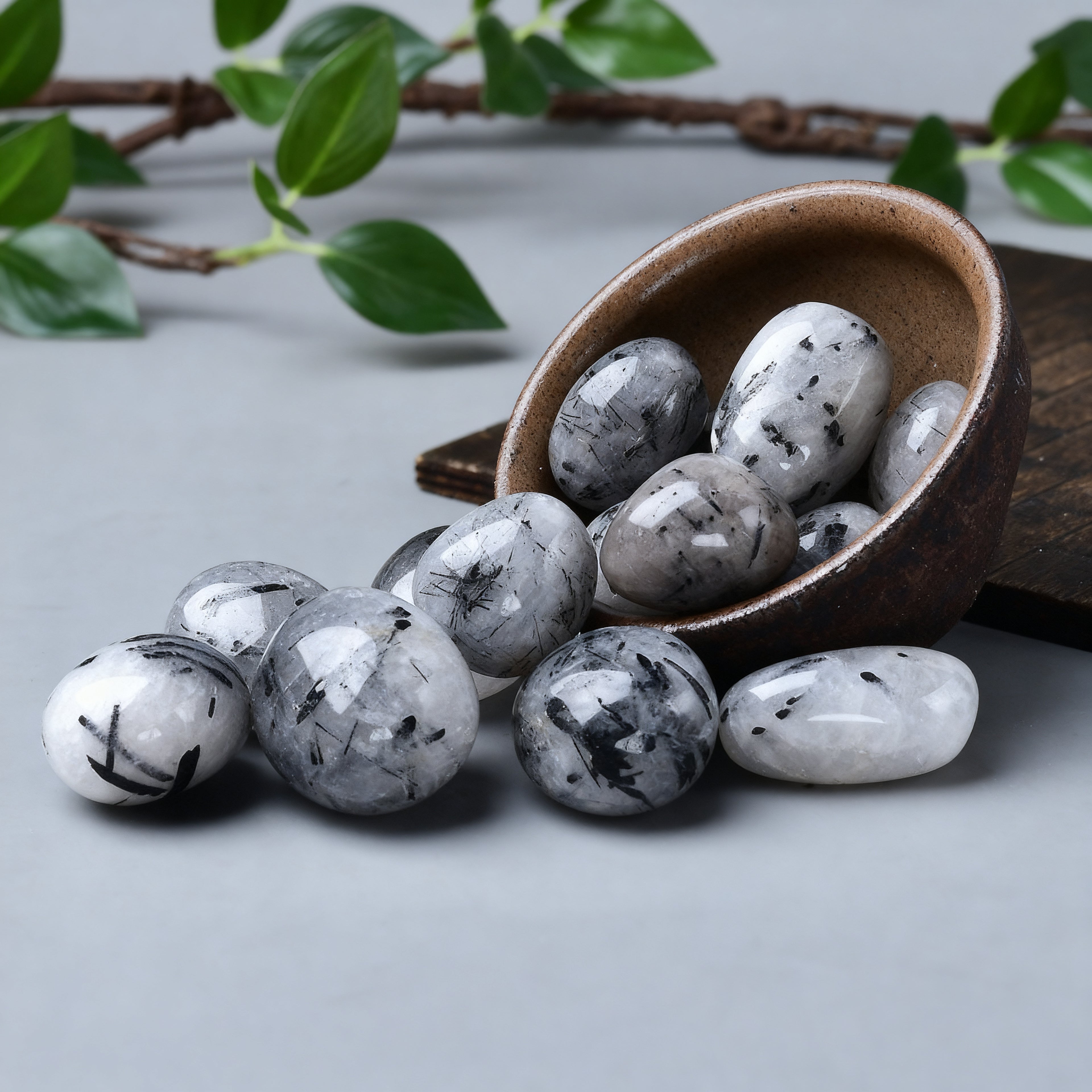 Black Rutilated Quartz Tumbled Stone 4