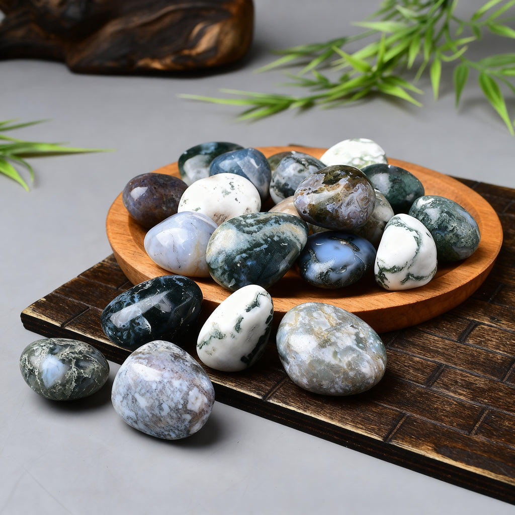 Moss Agate Tumbled Stone 2