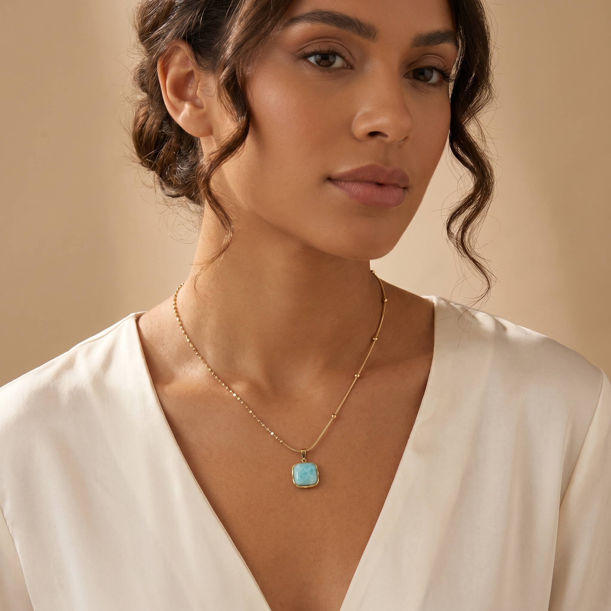 Amazonite Necklace in 18K Gold Plated Copper