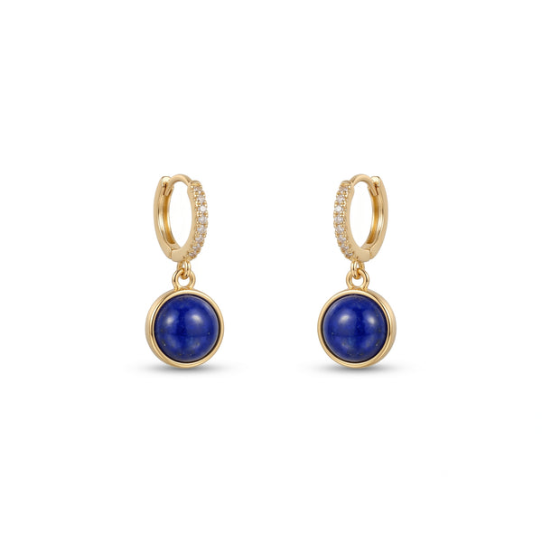 Midnight Current - Deep Blue Round Bead Drop Earrings