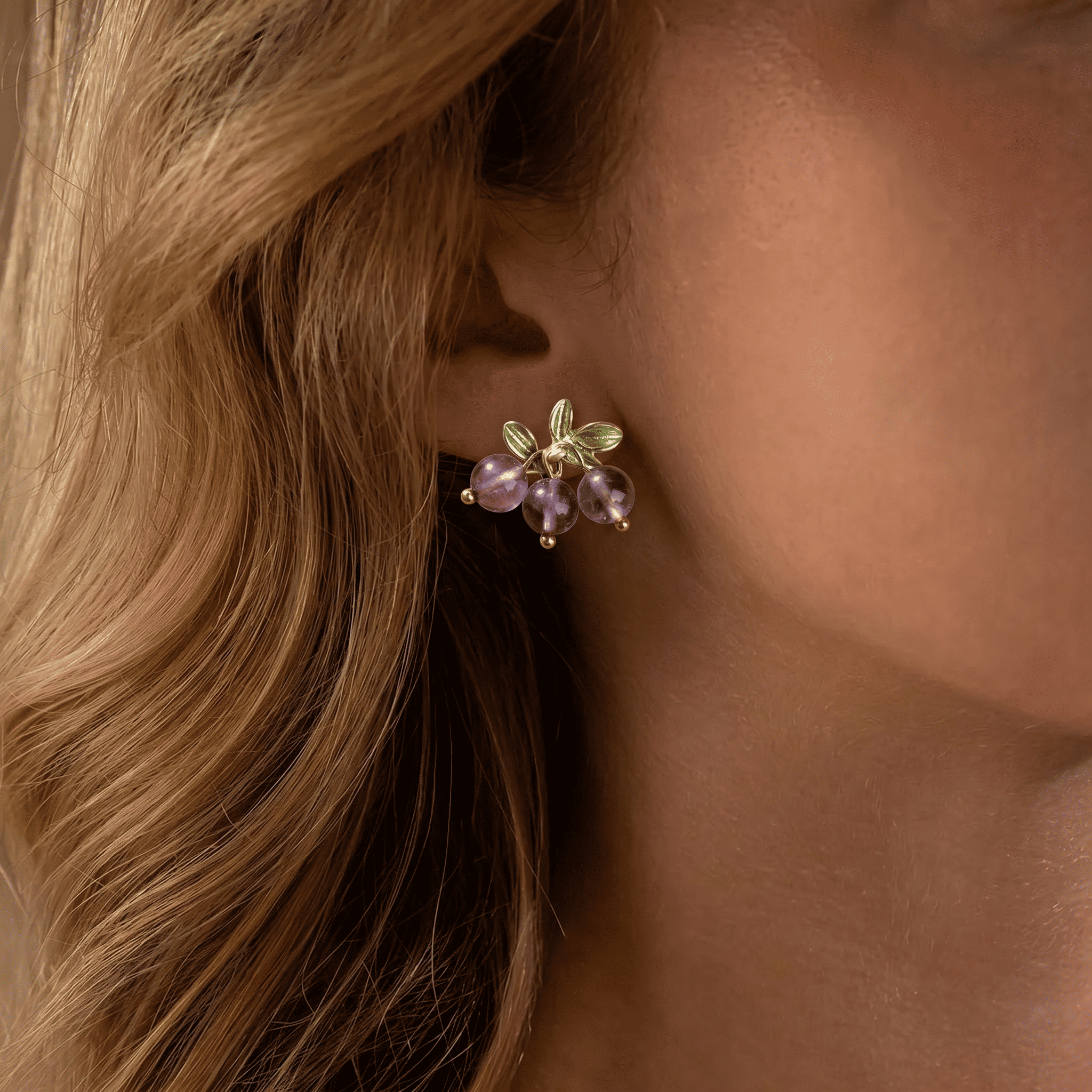 Amethyst Grape Cluster Earrings