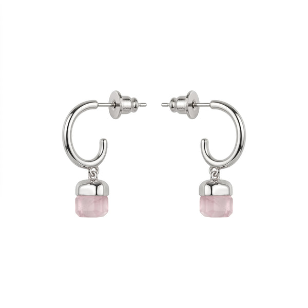 Soft Bloom - Rose Quartz Square Drop Earrings