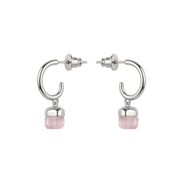 Soft Bloom - Rose Quartz Square Drop Earrings